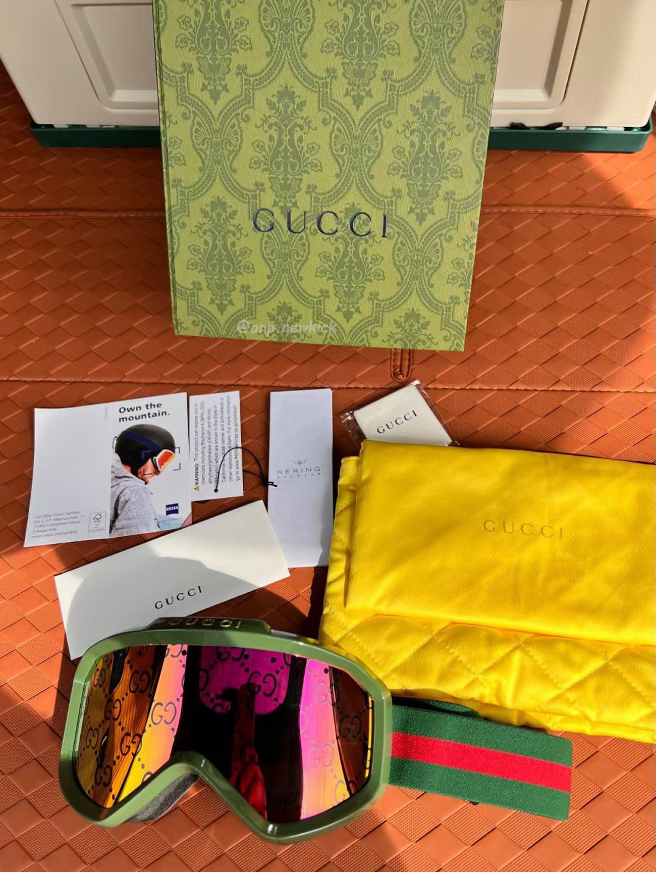 Gucci Ski Goggle Black Pink Olive Green White (10) - newkick.app